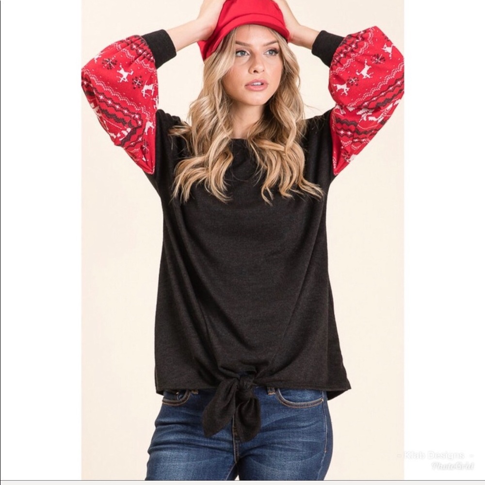 LAST! Puff Holiday Sleeve Soft Sweater Top! - Picture 4 of 7
